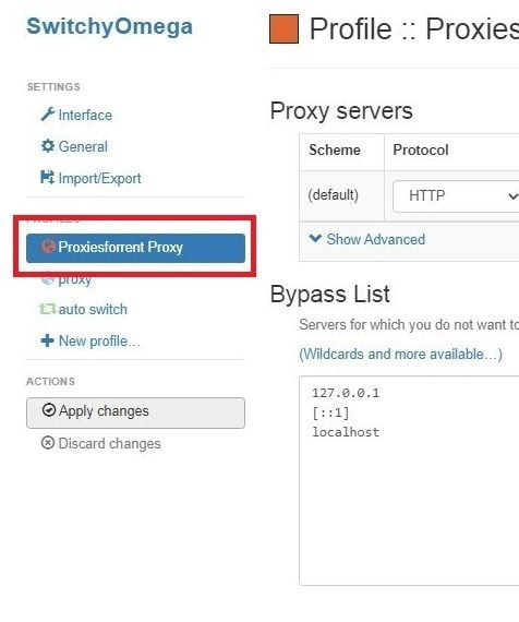 Step-8 How to set up proxy on SwitchyOmega?