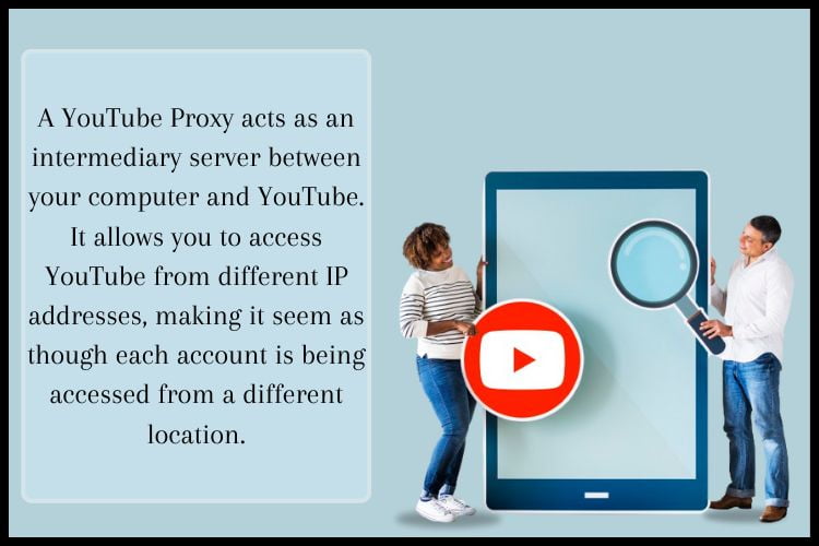 A YouTube Proxy acts as an intermediary server between your computer and YouTube.